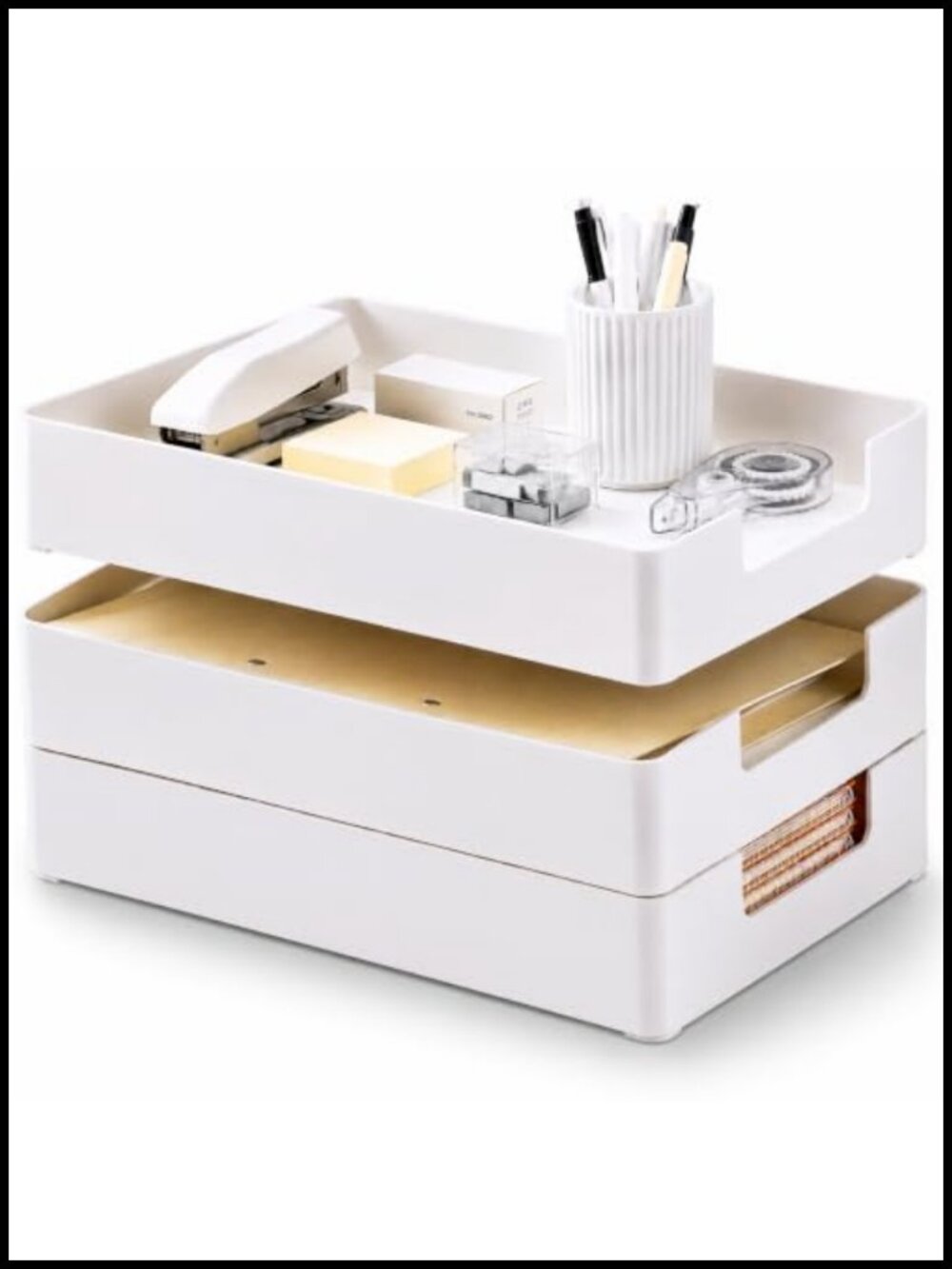 3 Pack Plastic Letter Tray Stackable A4 Paper Organizer Desk File Holder